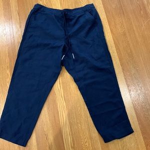 NWT Navy linen blend JCrew pull on pants XL drawstring/elastic waist